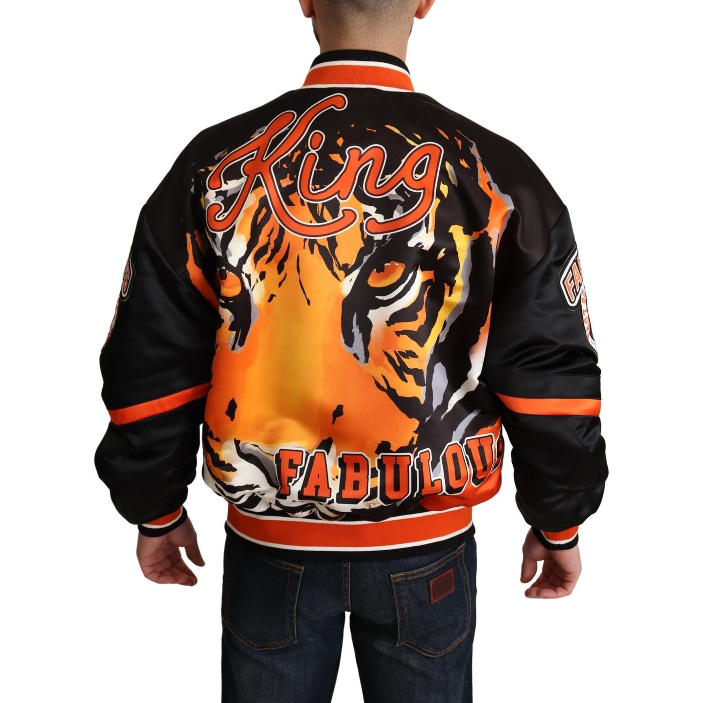 Dolce & Gabbana Regal Lion Bomber Jacket in White Dolce & Gabbana Black