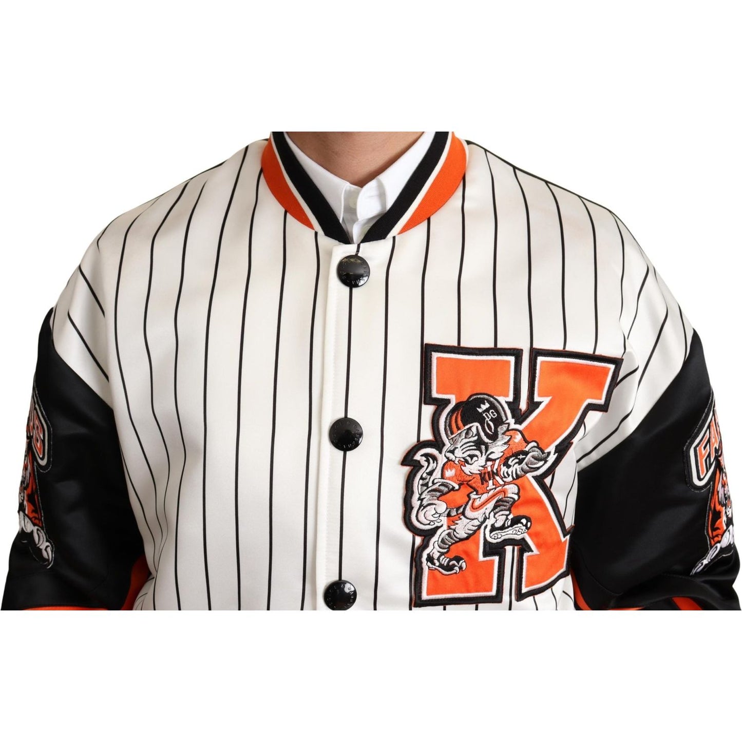 Dolce & Gabbana Regal Lion Bomber Jacket in White Dolce & Gabbana Black