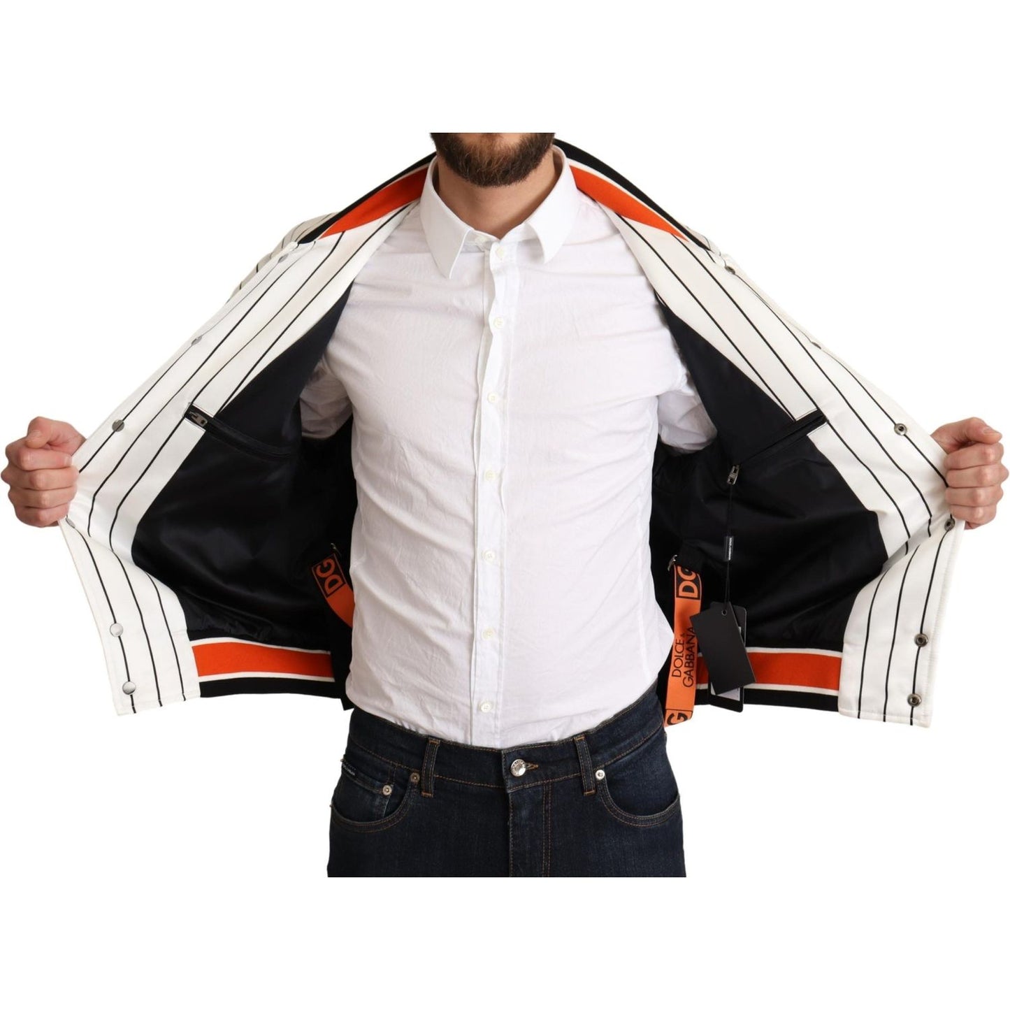 Dolce & Gabbana Regal Lion Bomber Jacket in White Dolce & Gabbana Light Gray