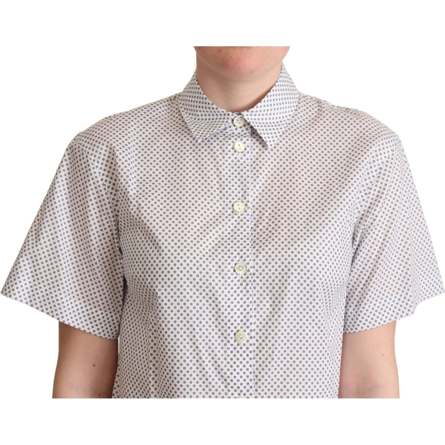 Dolce & Gabbana Chic Gray Polka Dot Short Sleeve Polo Dolce & Gabbana Light Gray