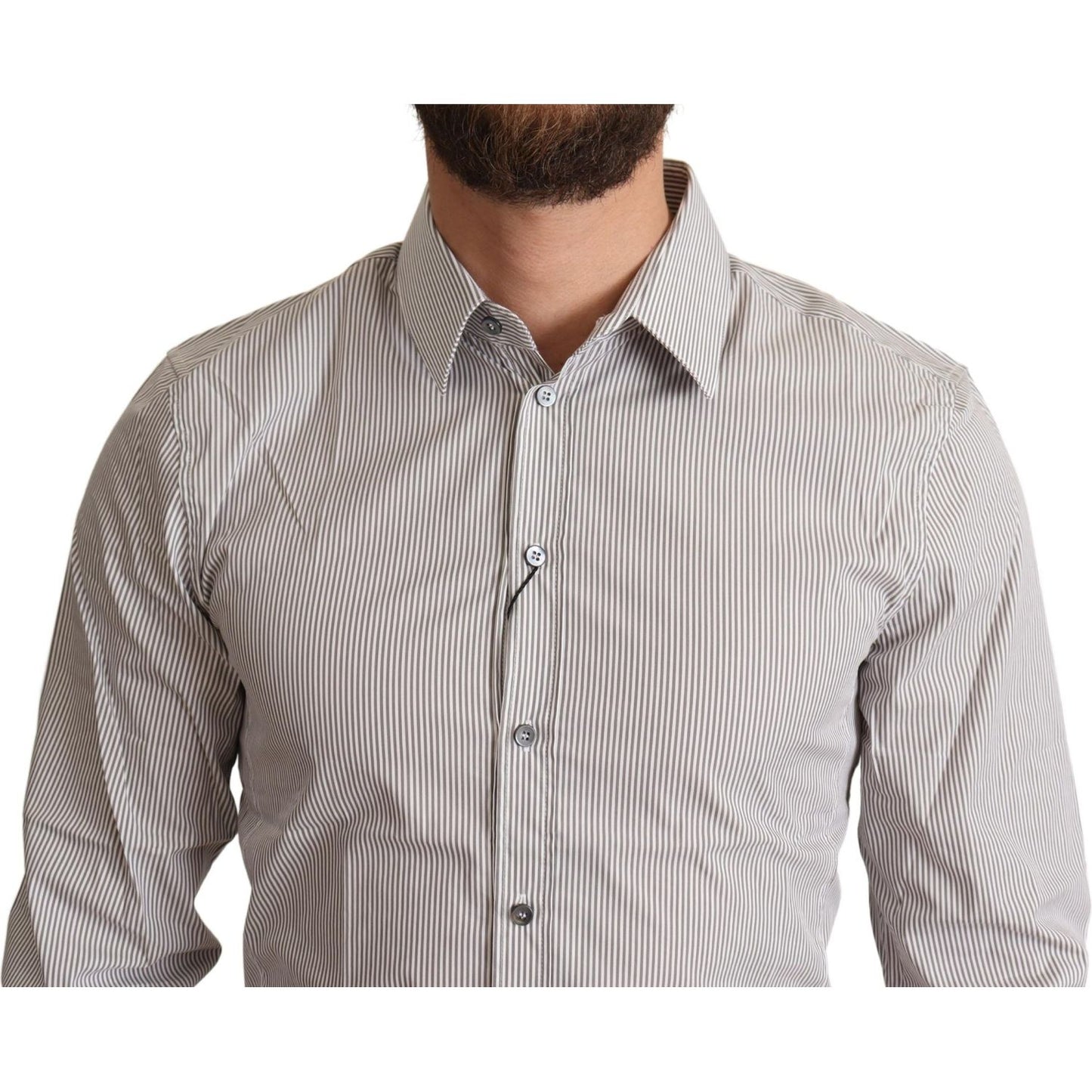 Dolce & Gabbana Gray Cotton Slim Fit Mens SICILY Shirt