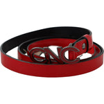 Costume National Red Black Reversible Leather Logo Buckle Belt BEL61079- 85