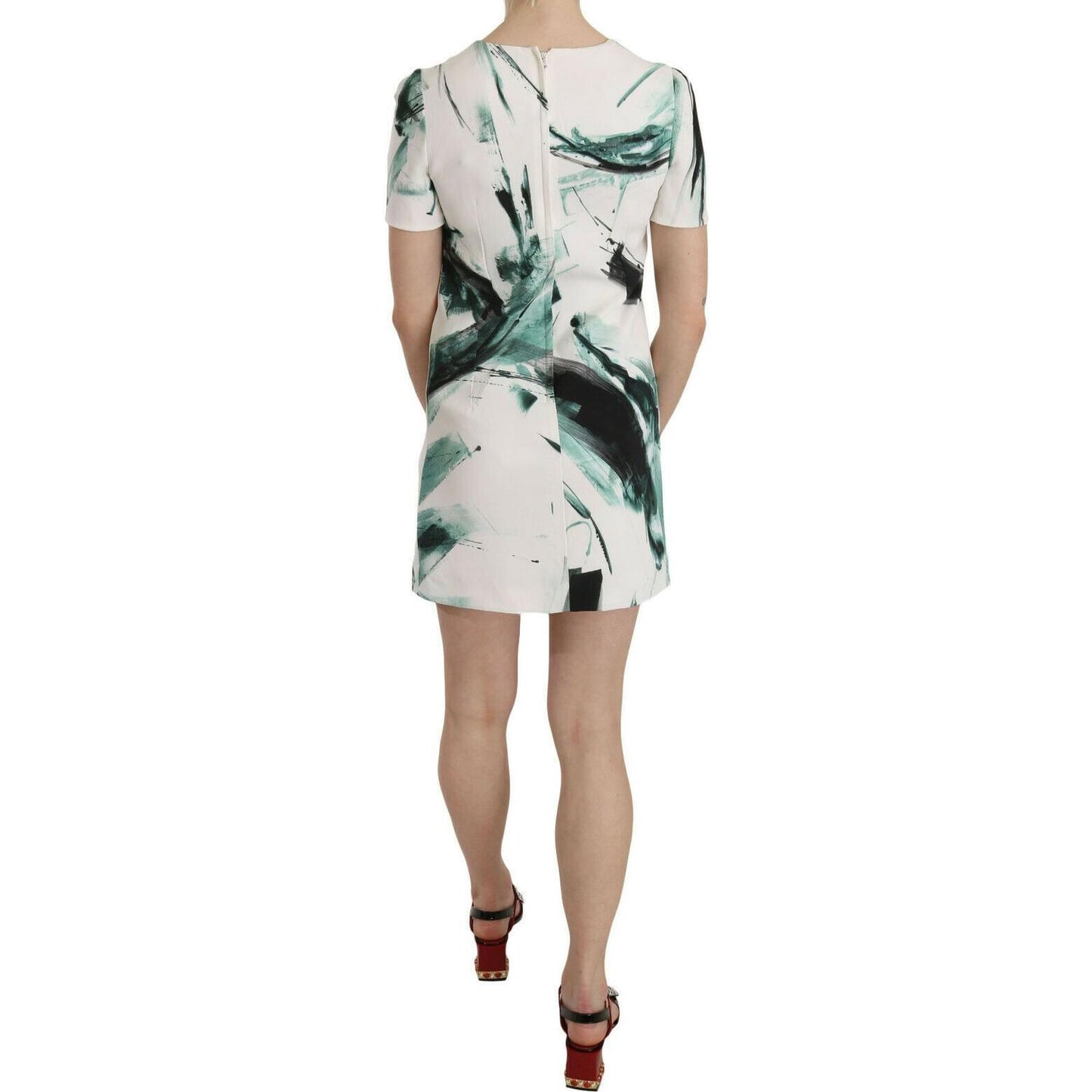 Dolce & Gabbana White Black Blue Shift Short Mini Dress DR1614- 38