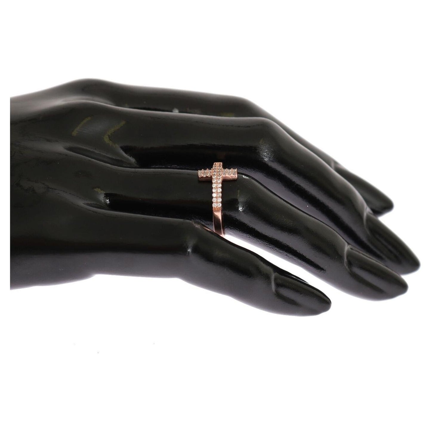 Nialaya Pink Gold 925 Silver Womens Cross CZ Ring SMY11064-5