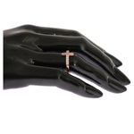 Nialaya Pink Gold 925 Silver Womens Cross CZ Ring SMY11064-5