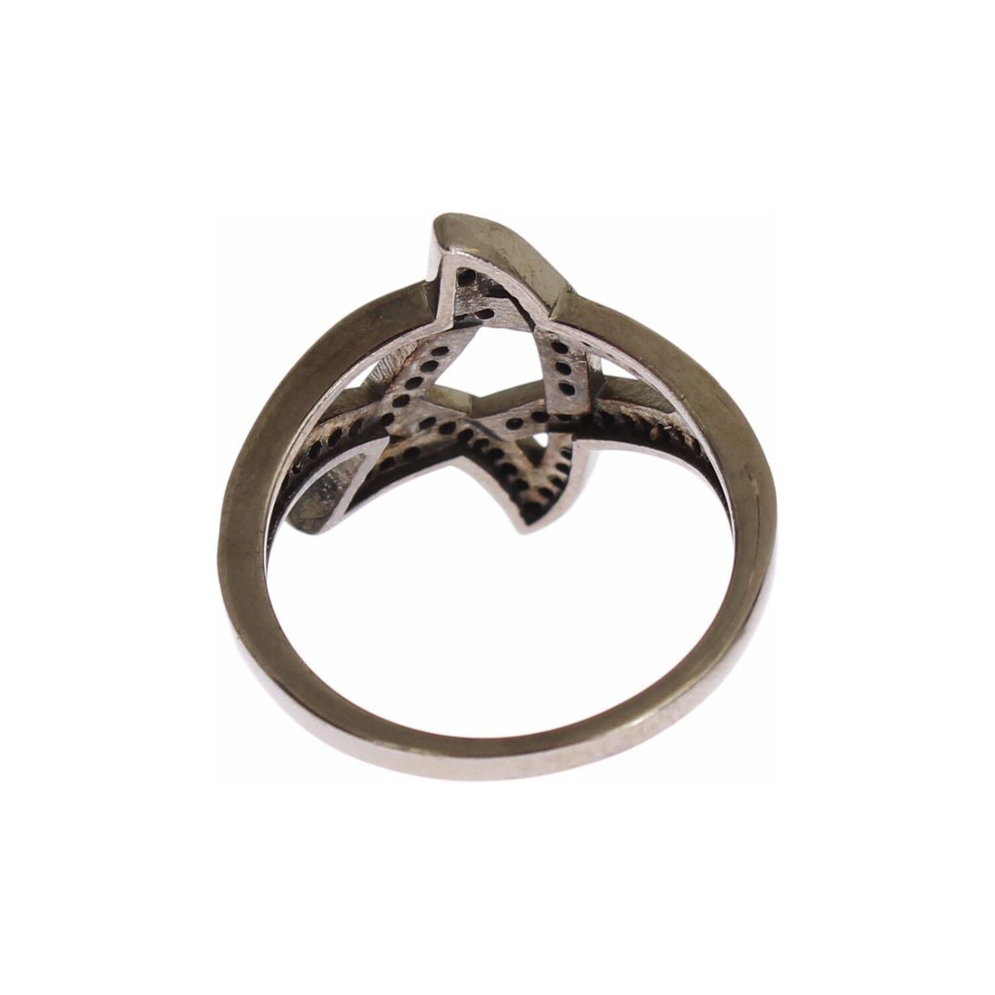 Nialaya Black CZ Rhodium 925 Silver Womens Ring SIG19087-US6
