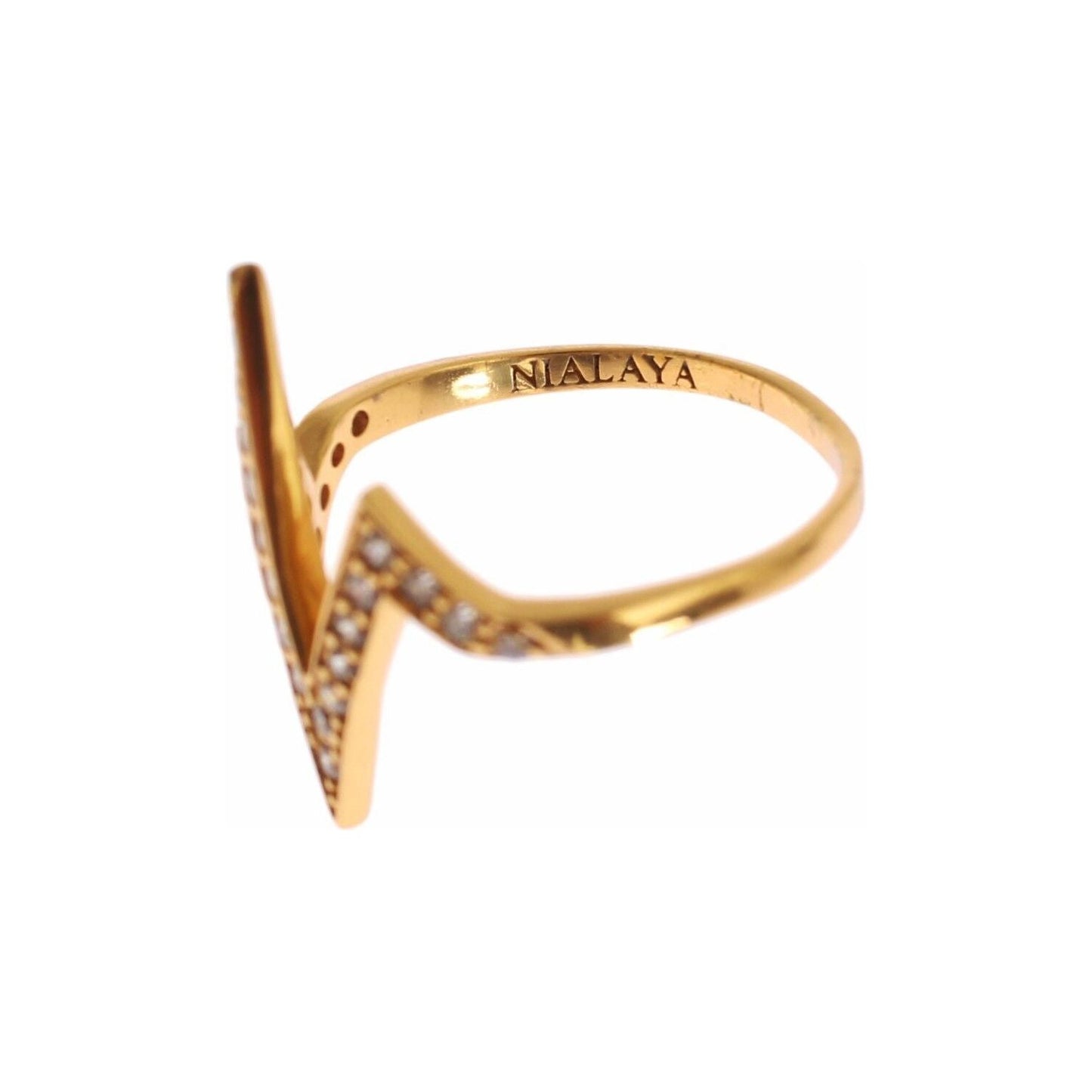 Nialaya Gold 925 Silver Womens Clear CZ 18K Ring Nr. 20- US4