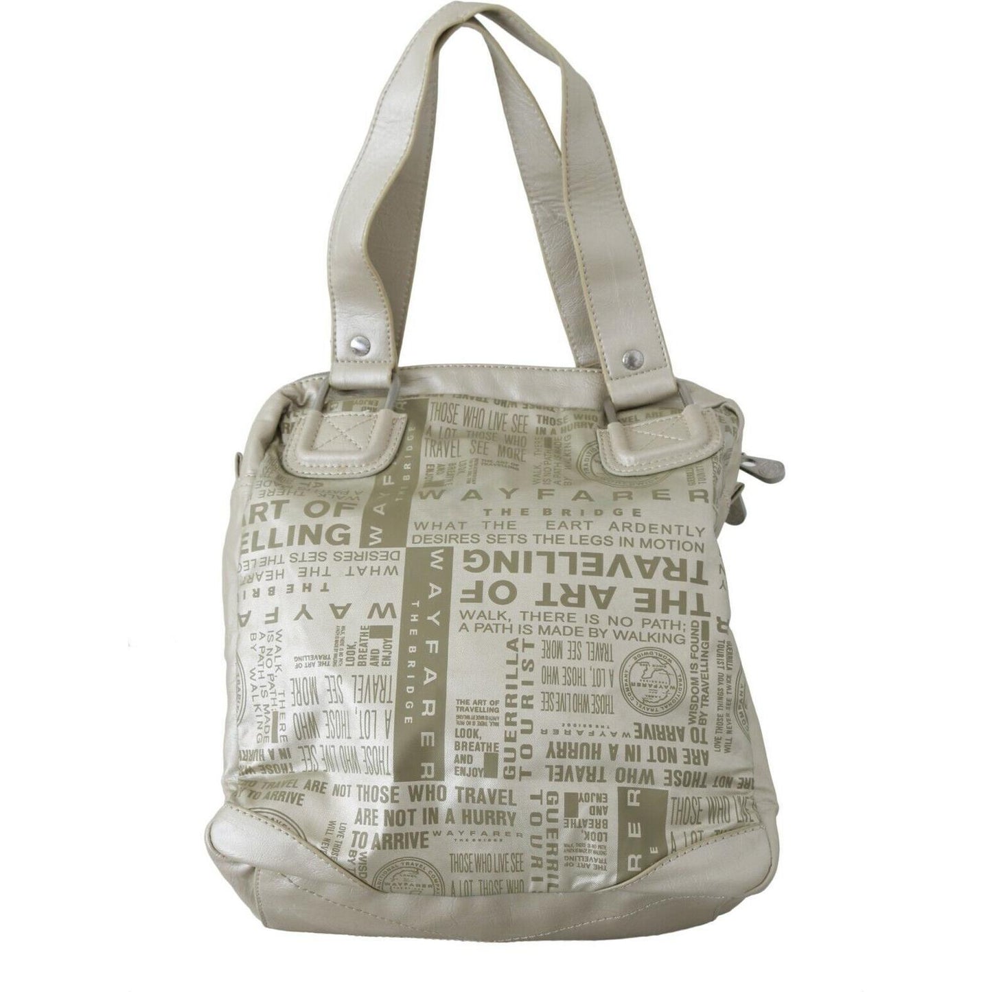 WAYFARER Chic White Fabric Shoulder Bag WOMAN TOTES WAYFARER Dark Gray