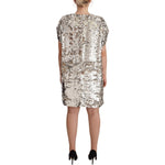 MSGM Silver Sequined Polyester Short Sleeves Shift Mini Dress DR28349 - 38