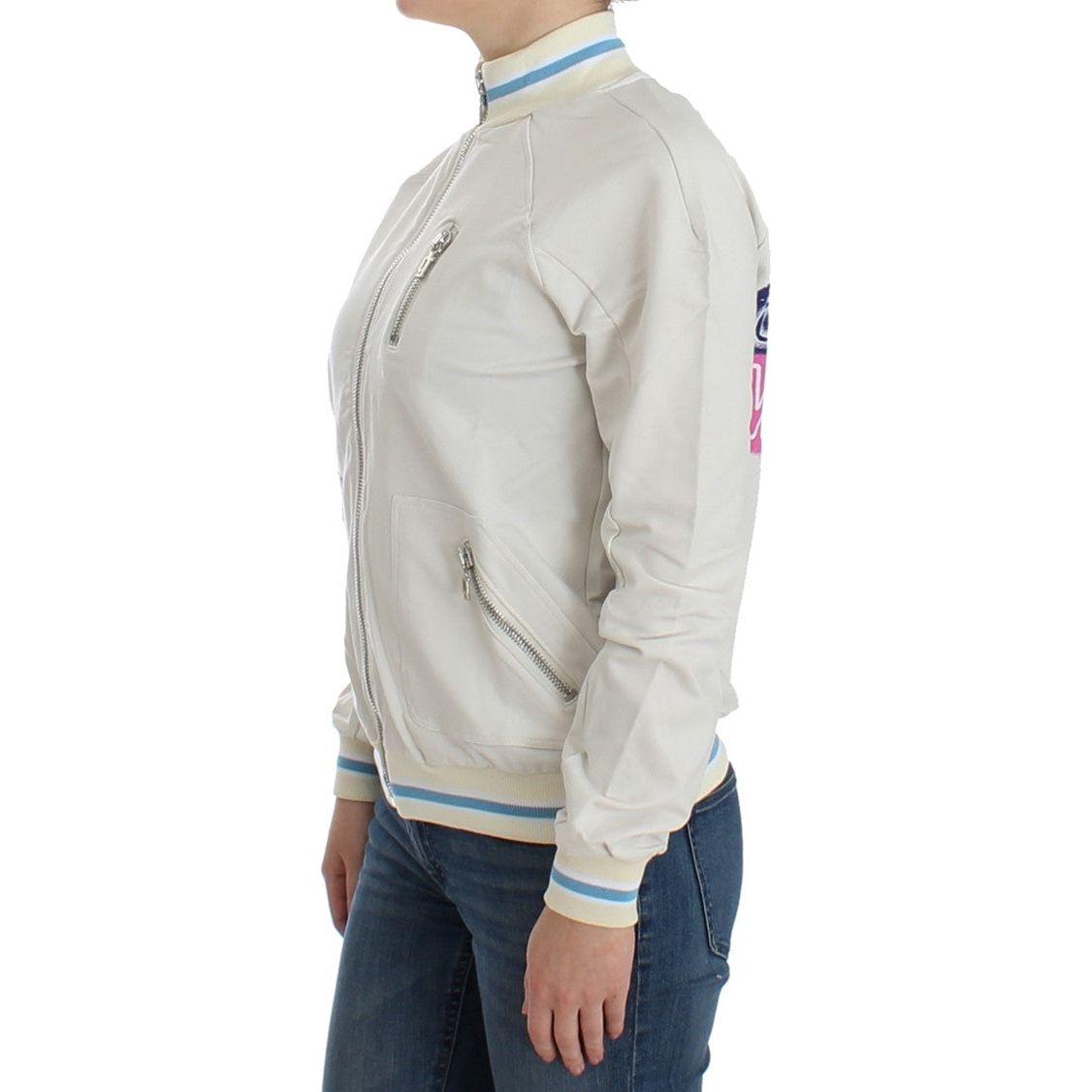 John Galliano Elegant White Zip Cardigan John Galliano Gray