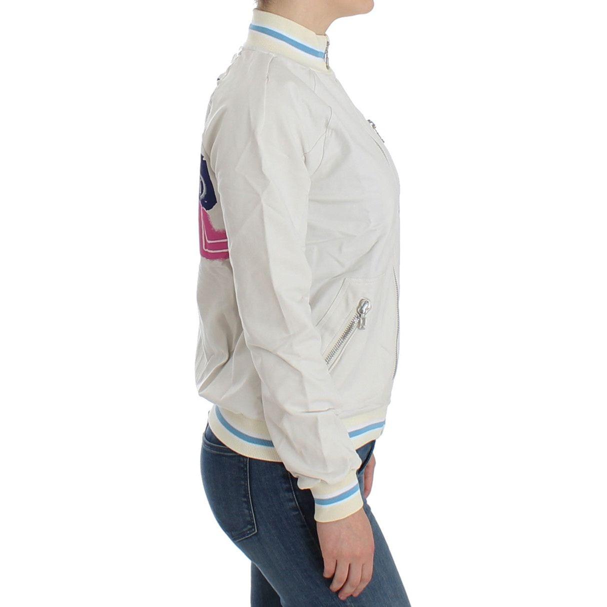 John Galliano Elegant White Zip Cardigan John Galliano Light Gray