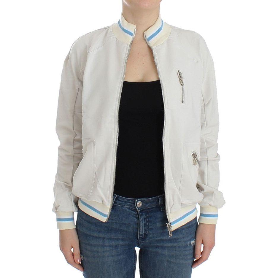 John Galliano Elegant White Zip Cardigan John Galliano Dark Slate Gray