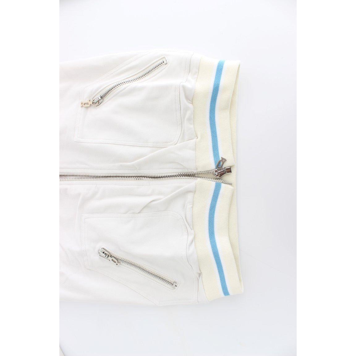 John Galliano Elegant White Zip Cardigan John Galliano Lavender