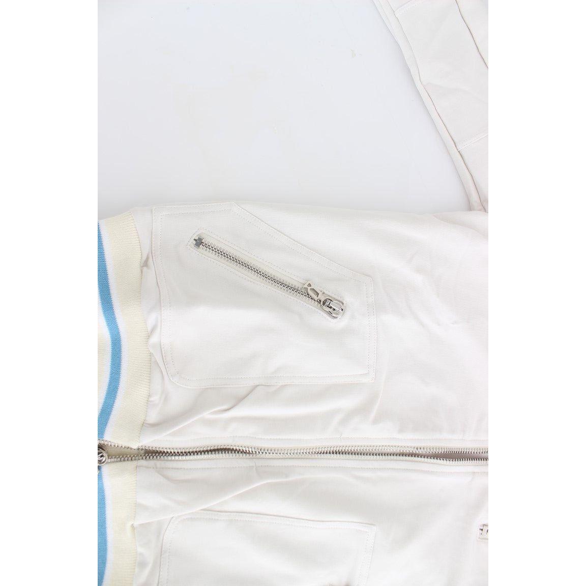 John Galliano Elegant White Zip Cardigan John Galliano Lavender