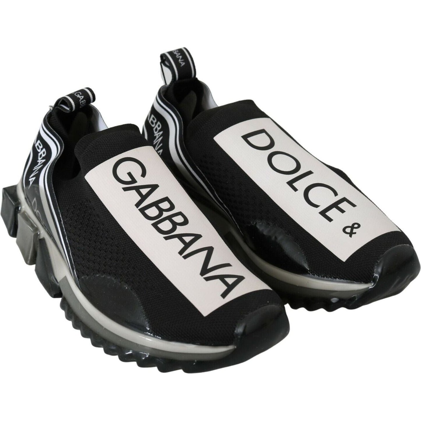 Dolce & Gabbana Black White SORRENTO Sport Stretch Sneakers MV3180- 39