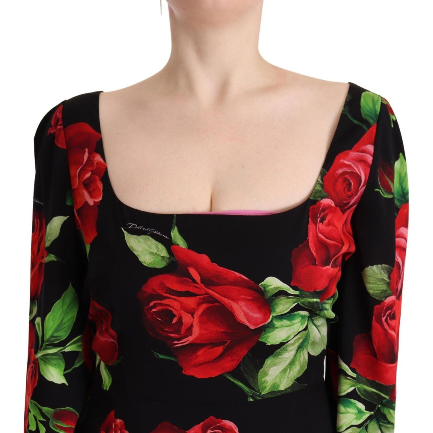 Dolce & Gabbana Elegant Floral Print Silk Sheath Dress Dolce & Gabbana Tan