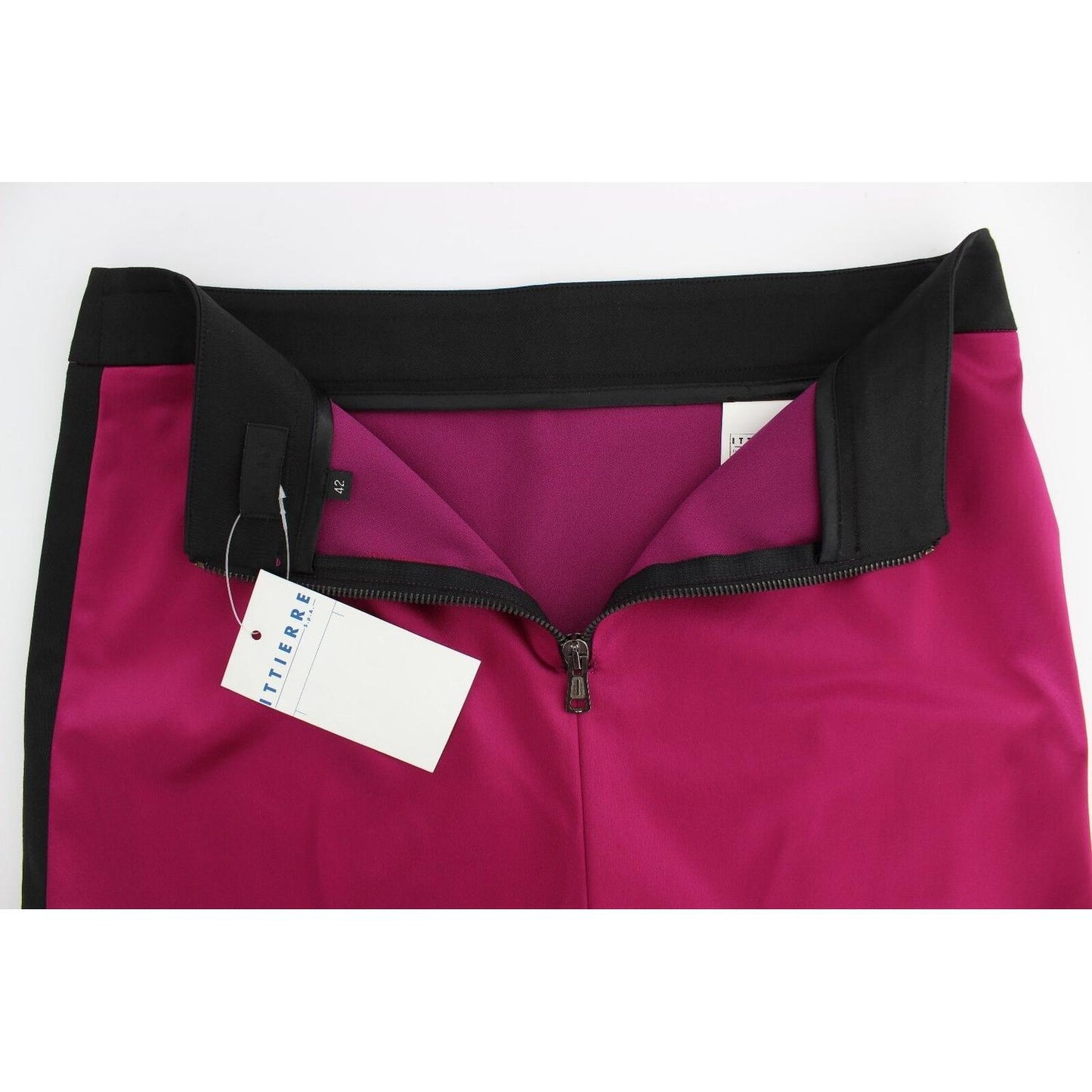 Exte Pink Black Above Knees Cotton Stretch Skirt