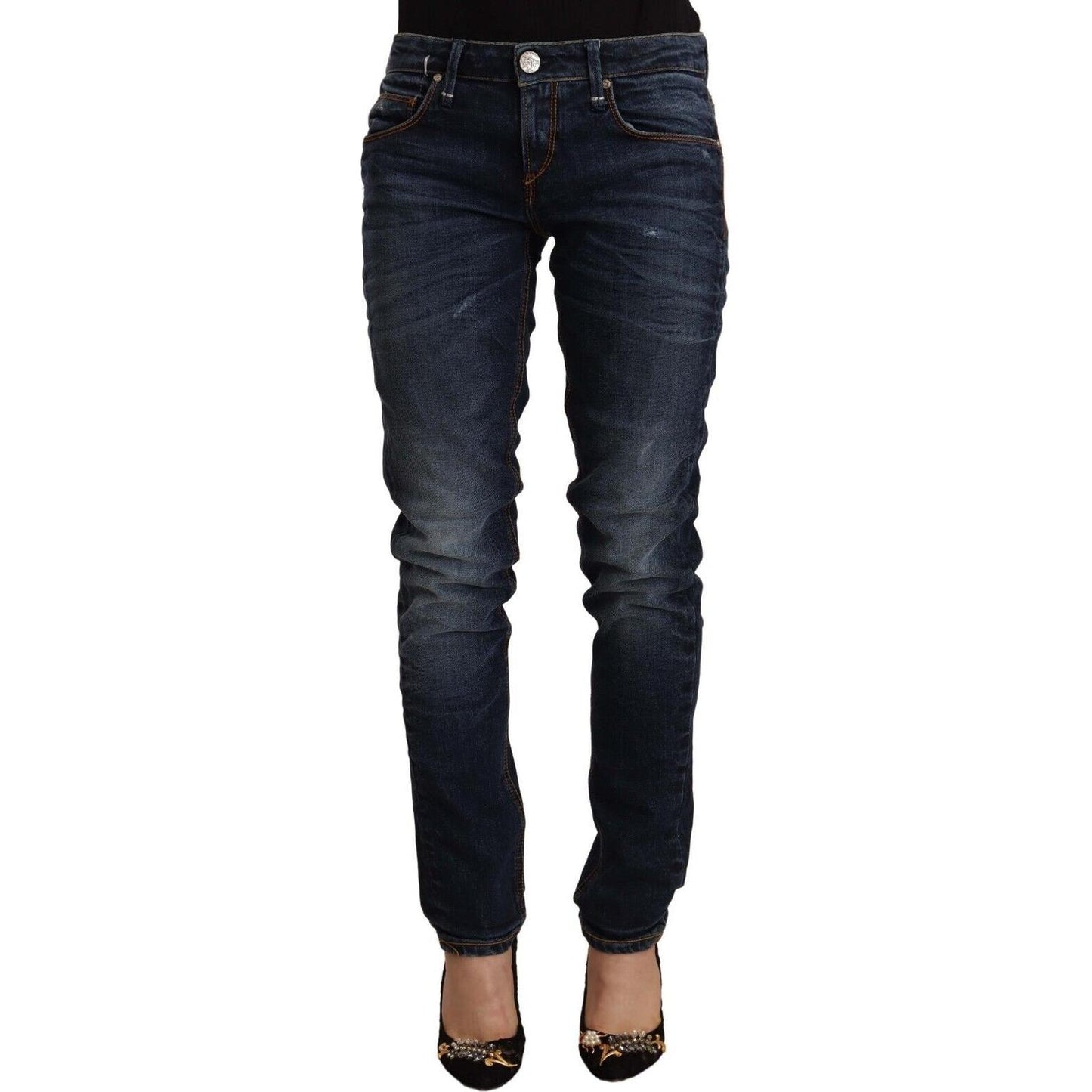 Acht Blue Washed Cotton Mid Waist Skinny Denim Jeans PAN71230 - 26