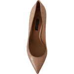 Dolce & Gabbana Beige Leather Pointed Heels Pumps Shoes LA9810- 36.5