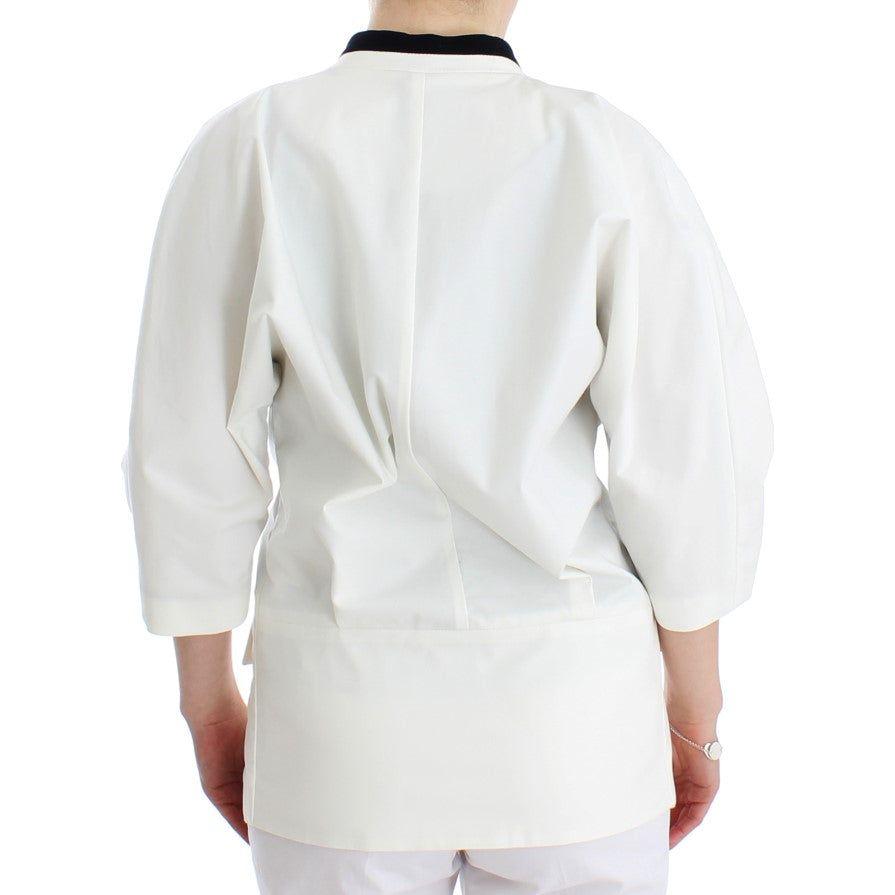 Andrea Pompilio Chic White Cotton Blend Blazer Blazer Jacket Andrea Pompilio Light Gray