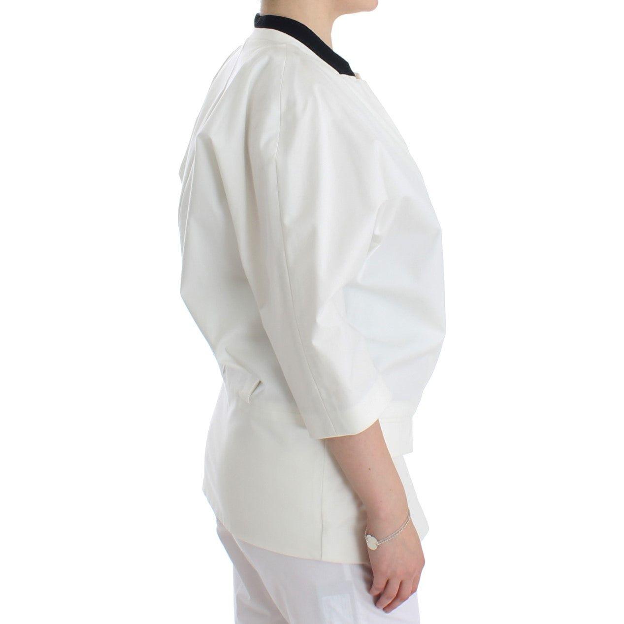 Andrea Pompilio Chic White Cotton Blend Blazer Blazer Jacket Andrea Pompilio Light Gray
