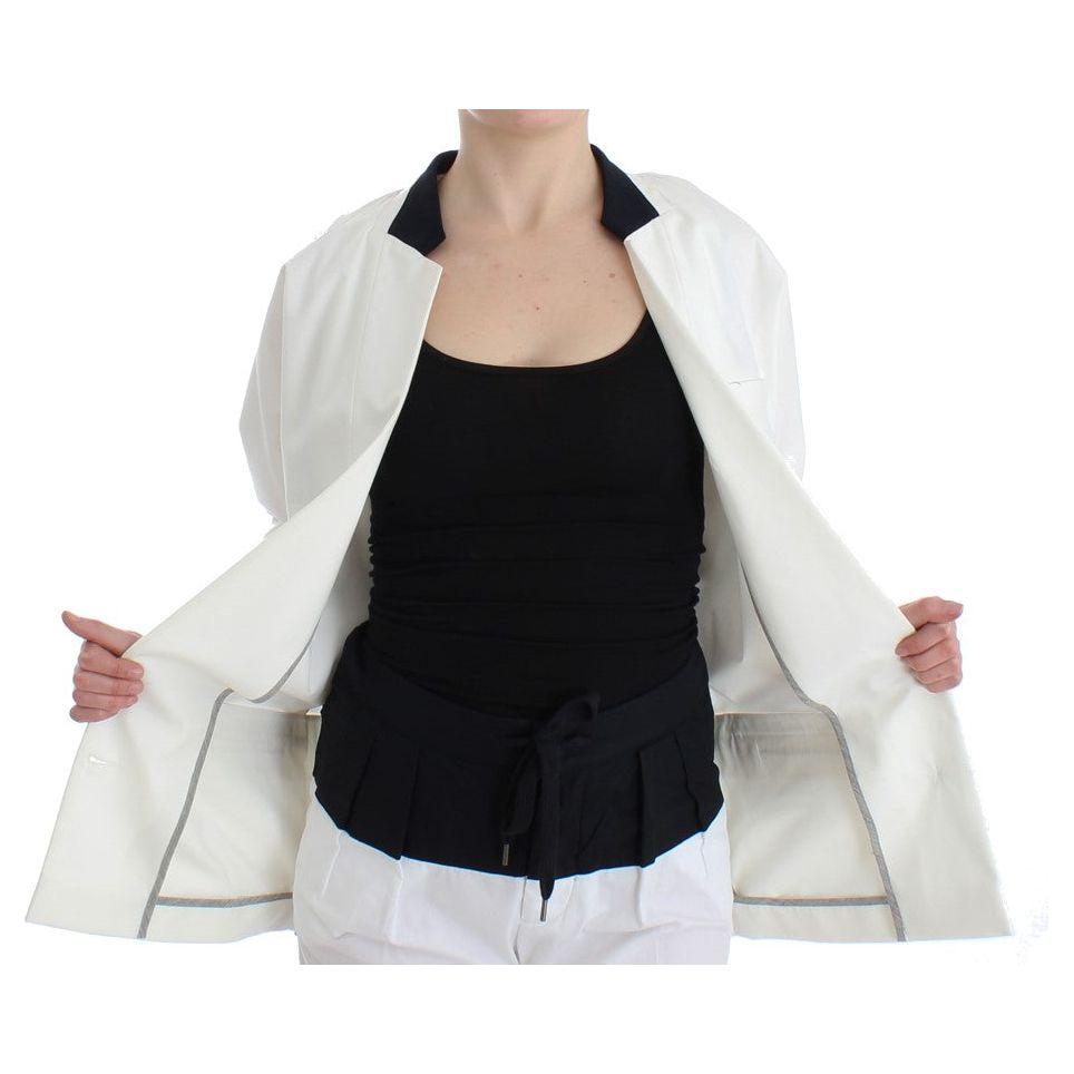 Andrea Pompilio Chic White Cotton Blend Blazer Blazer Jacket Andrea Pompilio Black