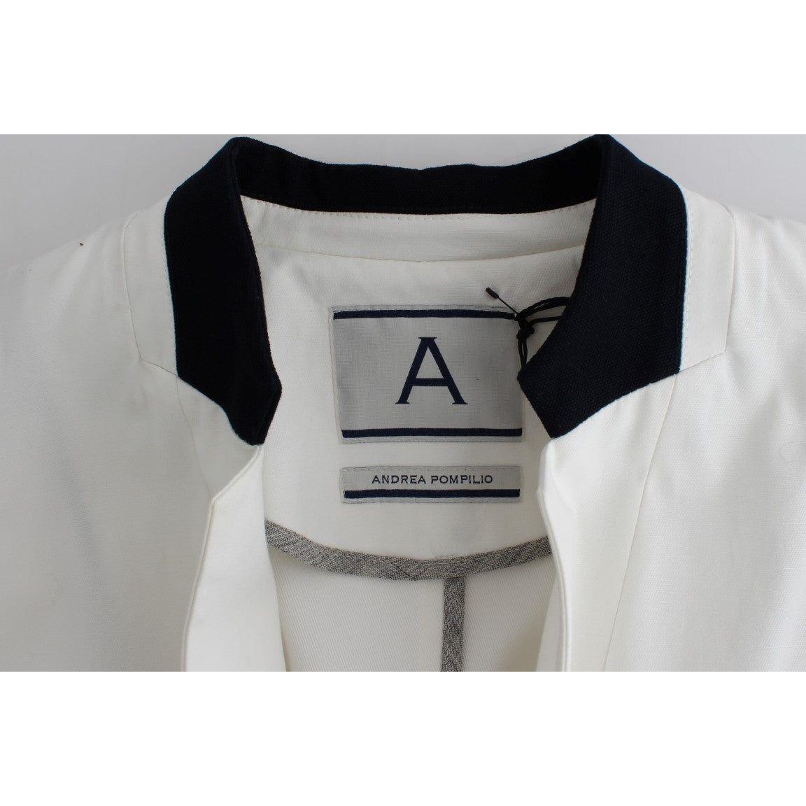 Andrea Pompilio Chic White Cotton Blend Blazer Blazer Jacket Andrea Pompilio Gray