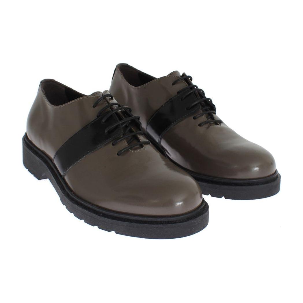 AI_ Elegant Gray Brown Leather Lace-up Shoes AI_ Dark Slate Gray
