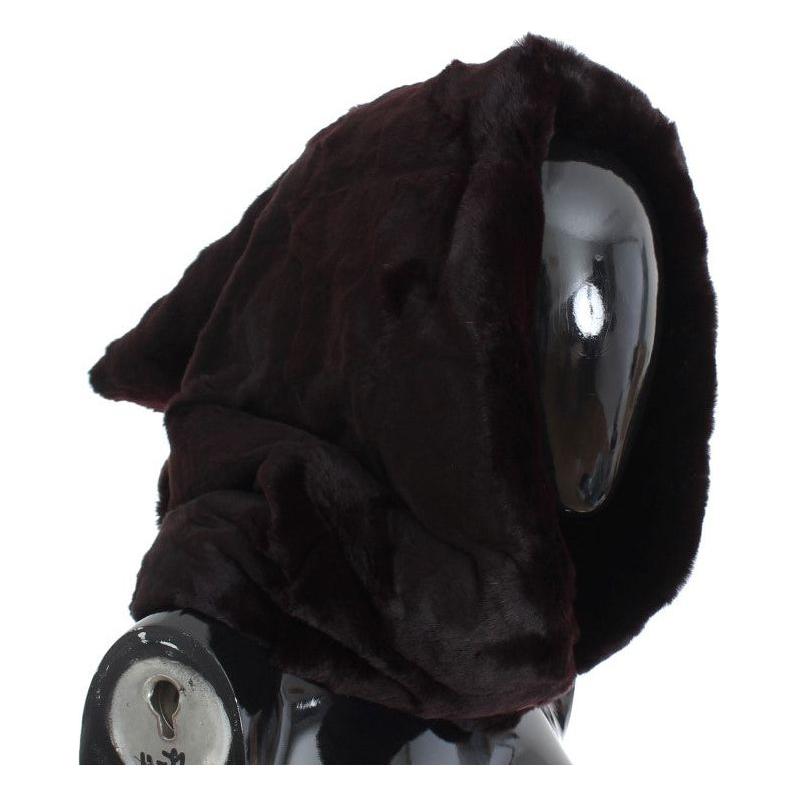 Dolce & Gabbana Purple Weasel Fur Crochet Hood Scarf Hat SIG18220