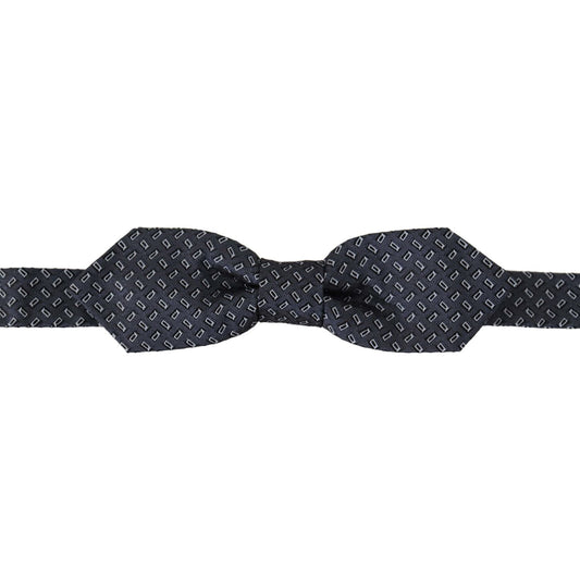 Dolce & Gabbana Blue Gray Polka Dot 100% Silk Neck Papillon Tie