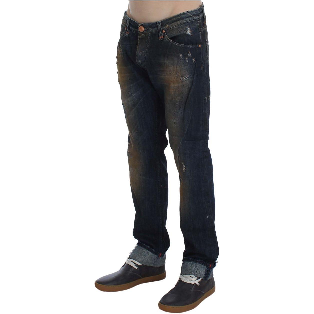 Acht Blue Wash Cotton Regular Straight Fit Jeans