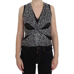Karl Lagerfeld Gray Black Silk Blouse Top SIG32530-1