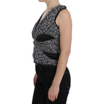 Karl Lagerfeld Gray Black Silk Blouse Top SIG32530-1