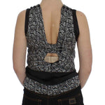Karl Lagerfeld Gray Black Silk Blouse Top SIG32530-1