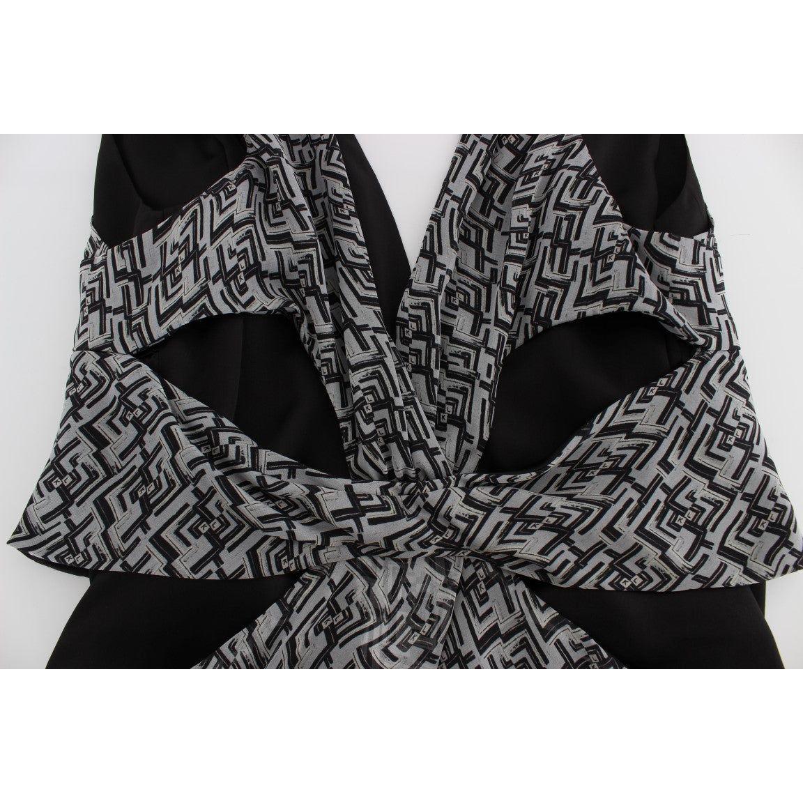 Karl Lagerfeld Gray Black Silk Blouse Top SIG32530-1