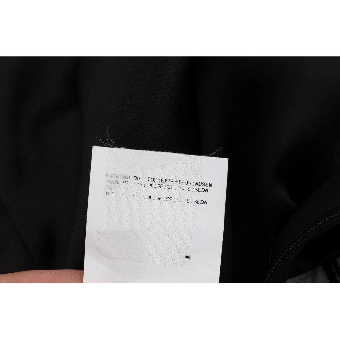 Karl Lagerfeld Gray Black Silk Blouse Top SIG32530-1