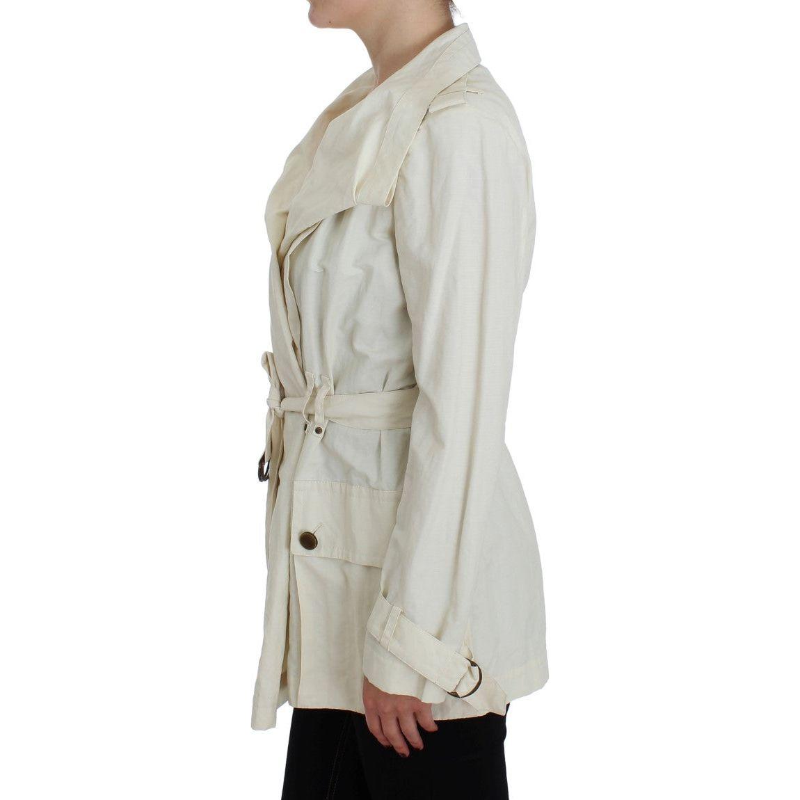PLEIN SUD Elegant White Wrap Trench Jacket Coats & Jackets PLEIN SUD Gray