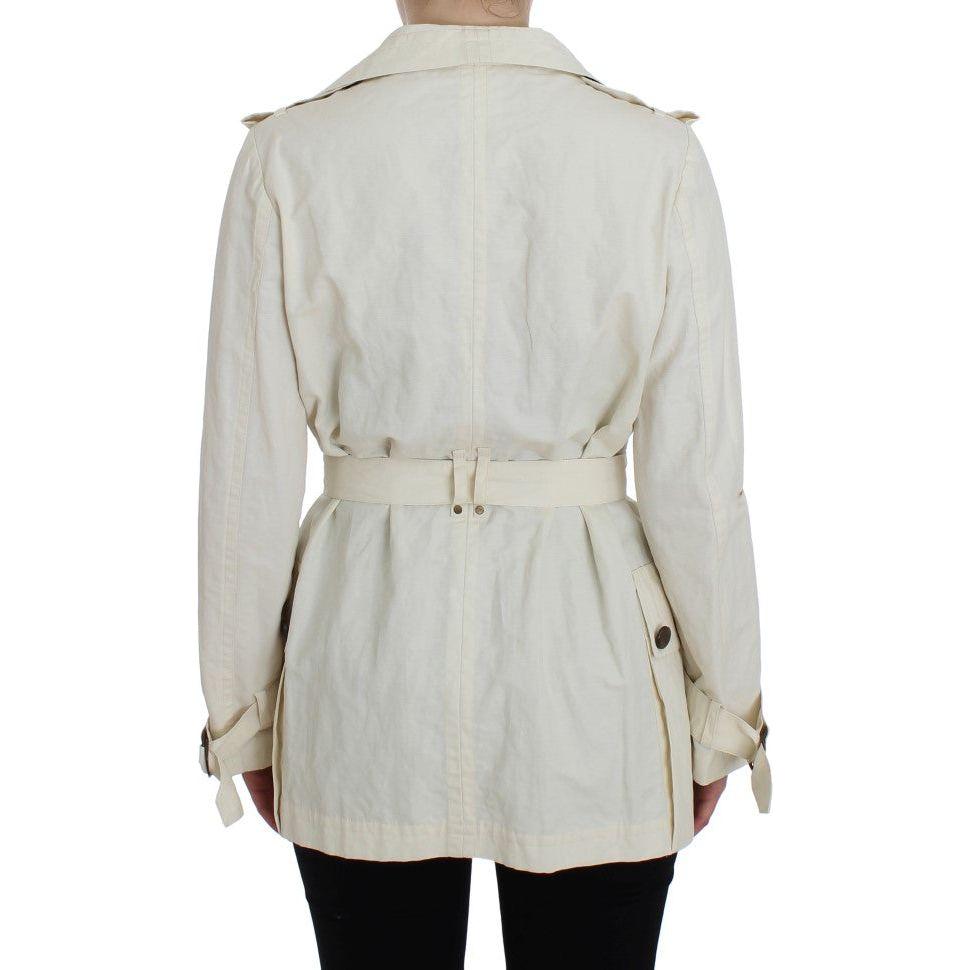 PLEIN SUD Elegant White Wrap Trench Jacket Coats & Jackets PLEIN SUD Gray