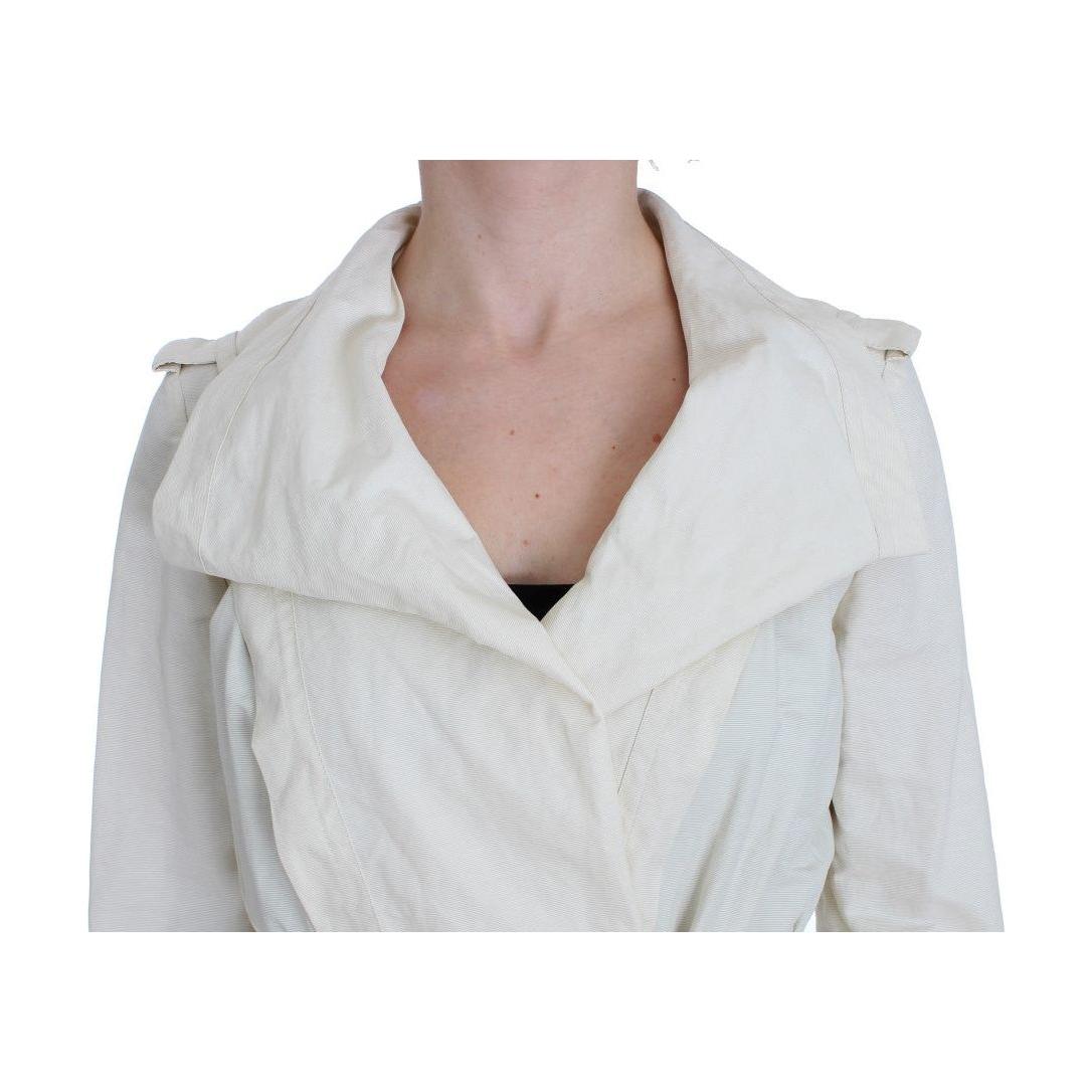 PLEIN SUD Elegant White Wrap Trench Jacket Coats & Jackets PLEIN SUD Gray