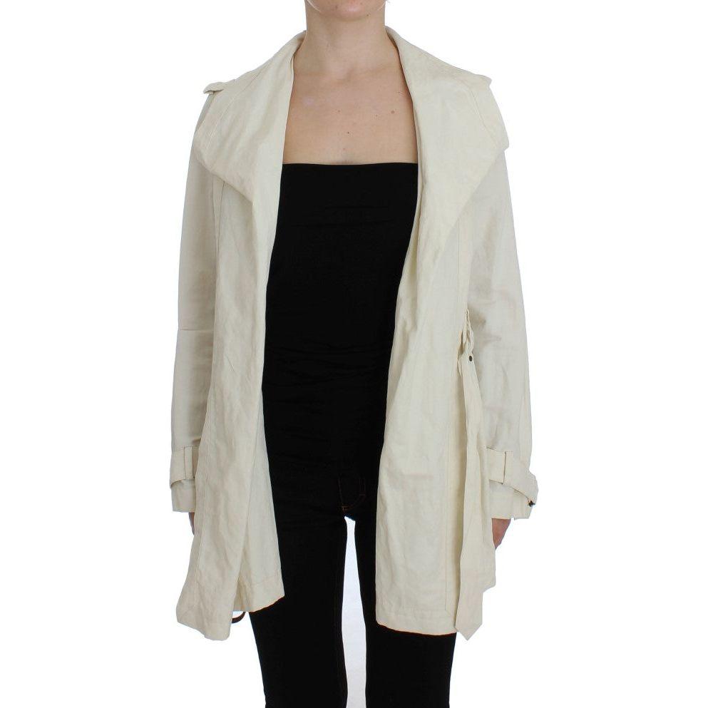 PLEIN SUD Elegant White Wrap Trench Jacket Coats & Jackets PLEIN SUD Gray