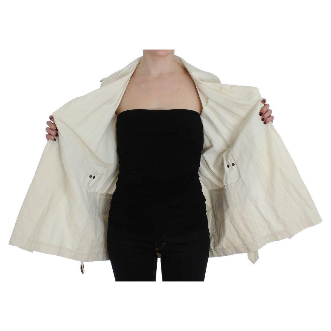 PLEIN SUD Elegant White Wrap Trench Jacket Coats & Jackets PLEIN SUD Gray