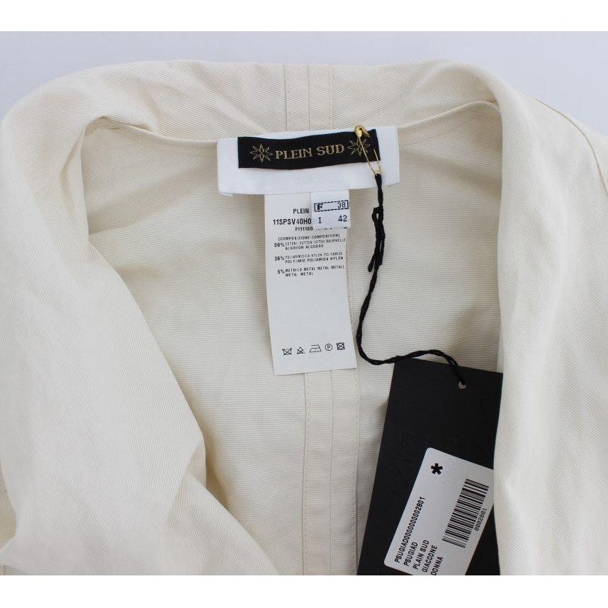 PLEIN SUD Elegant White Wrap Trench Jacket Coats & Jackets PLEIN SUD Gray