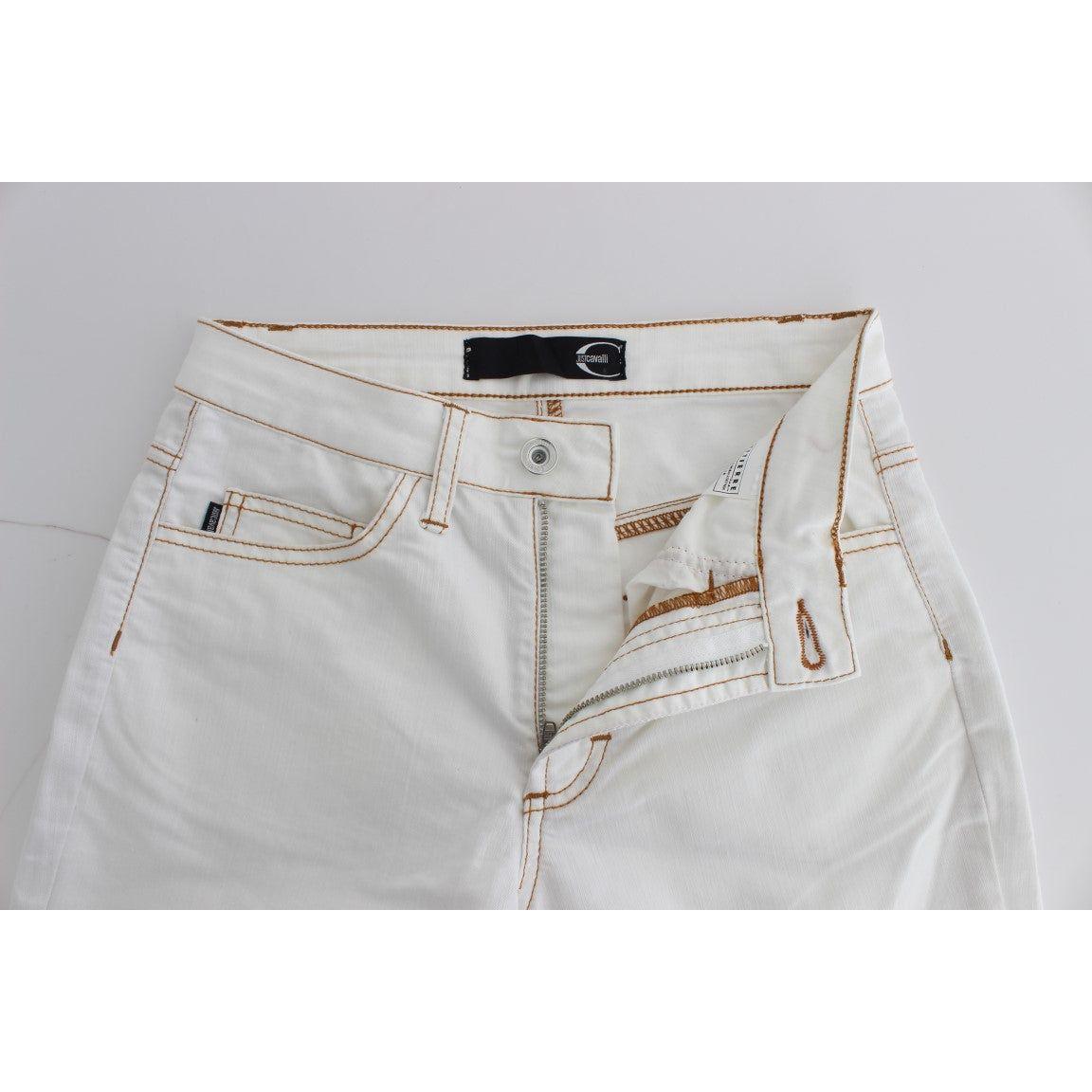Cavalli Chic White Slim Fit Denim Cavalli Gray