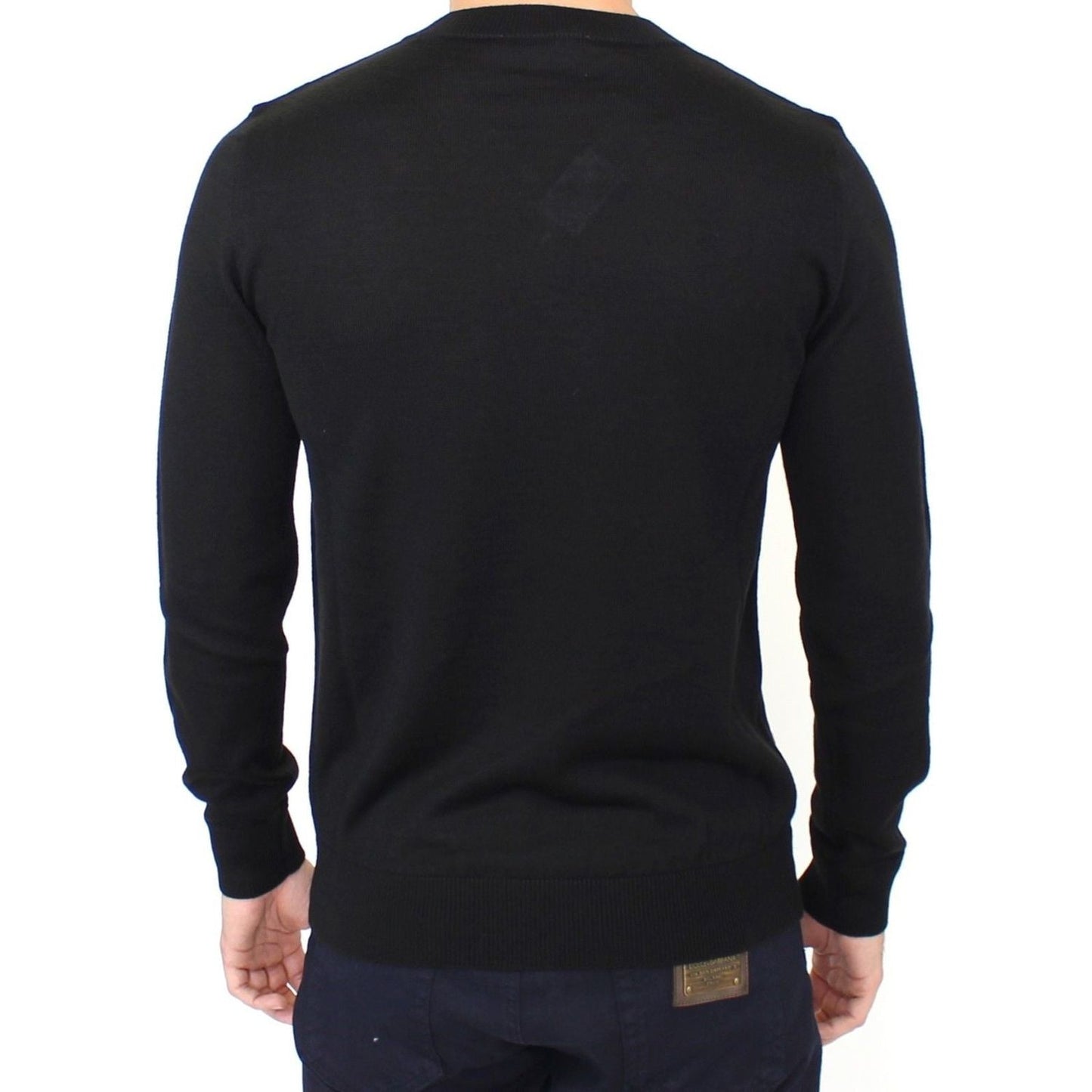 Ermanno Scervino Elegant Black V-Neck Wool Blend Sweater Ermanno Scervino Black
