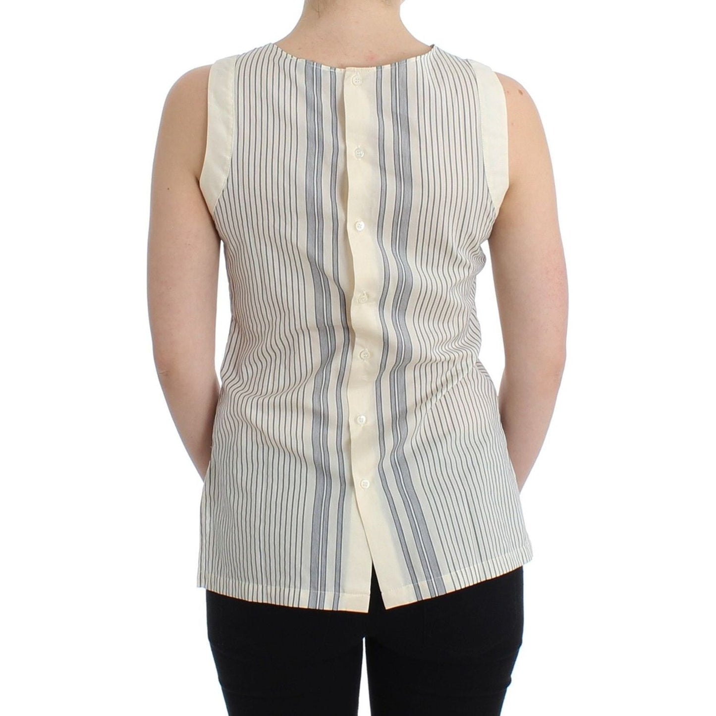 Ermanno Scervino Beachwear Striped Top Blouse Shirt Bow Tank SIG11505-1