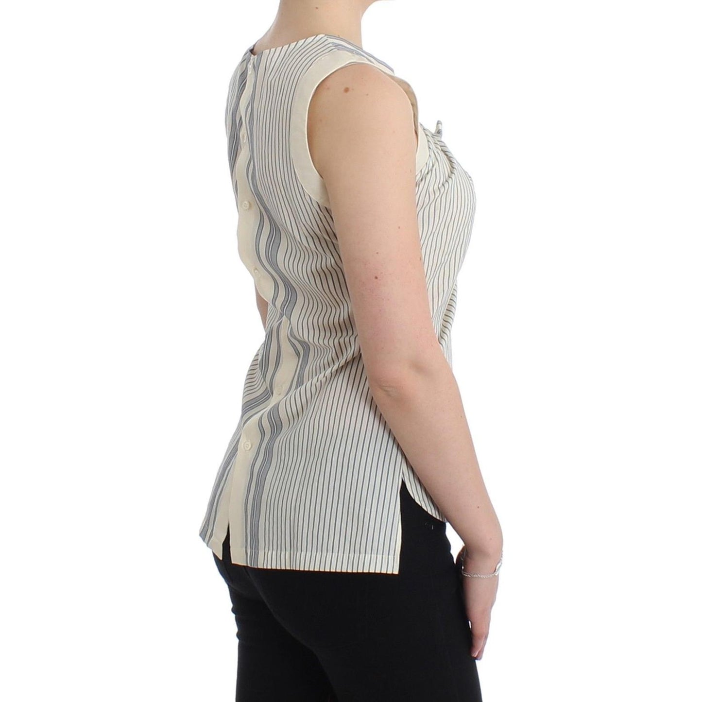 Ermanno Scervino Beachwear Striped Top Blouse Shirt Bow Tank SIG11505-1