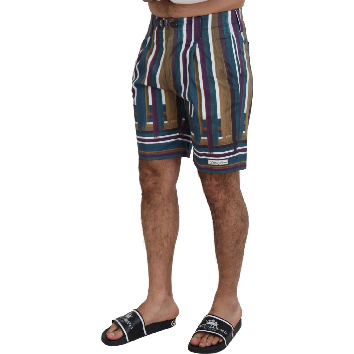 Dolce & Gabbana Multicolor Striped Stretch Cotton Shorts