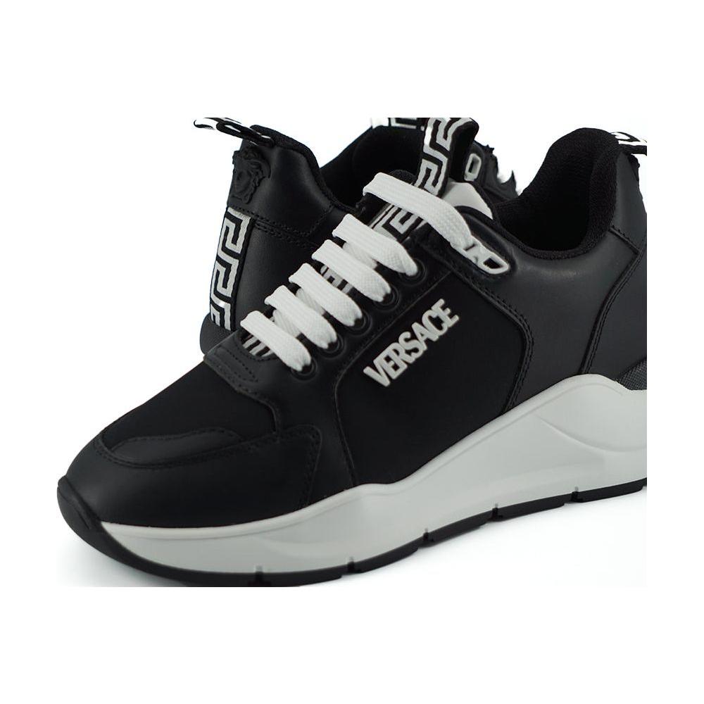 Versace Elegant Monochrome Leather Sneakers 8054712372964