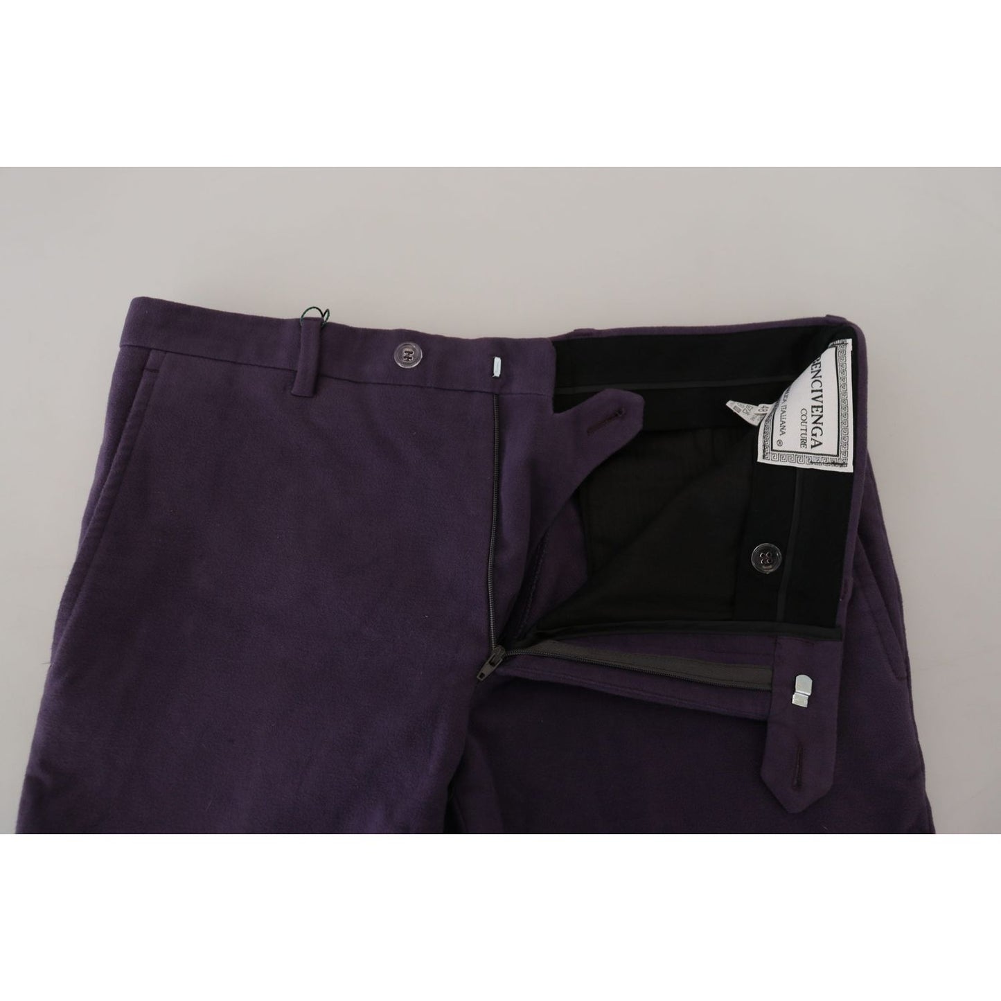 BENCIVENGA Purple Pure Cotton Tapered Mens Pants