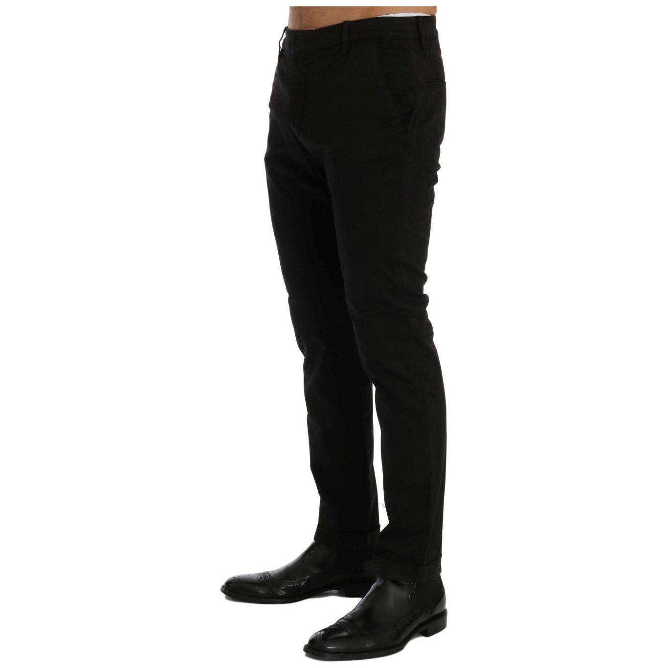 Costume National Chic Black Slim Fit Cotton Stretch Pants Jeans & Pants Costume National Black